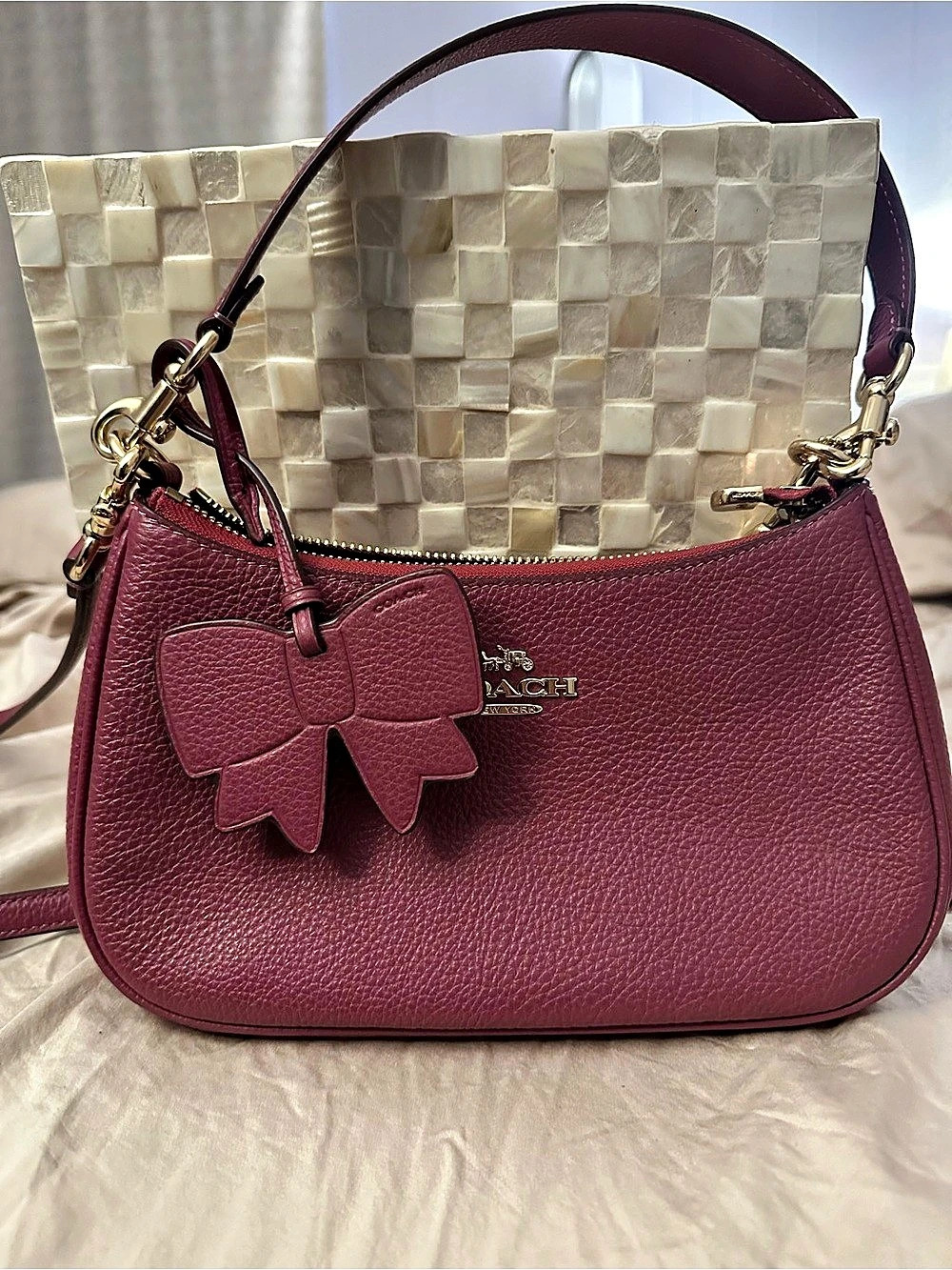 Coach Teri Shoulder Bag With Bow Charm Pink